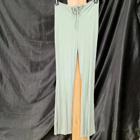 Extra small light teal tie up in front around waist maternity pants - Picture 1 of 6